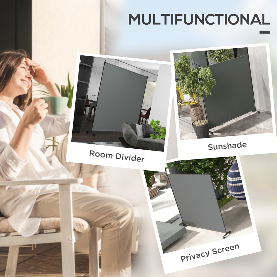 Image 946922_ALTMORE3.jpg, Product 946-922 / Price $53.99, Outsunny Room Divider with Wheels, 6ft Rolling Privacy Screen, Dark Grey from Outsunny on TSC.ca's Home & Garden department