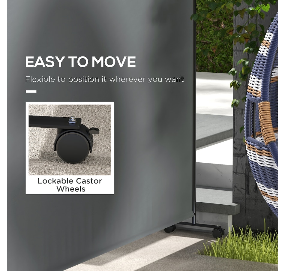 Image 946922_ALTMORE4.jpg, Product 946-922 / Price $56.99, Outsunny Room Divider with Wheels, 6ft Rolling Privacy Screen, Dark Grey from Outsunny on TSC.ca's Home & Garden department