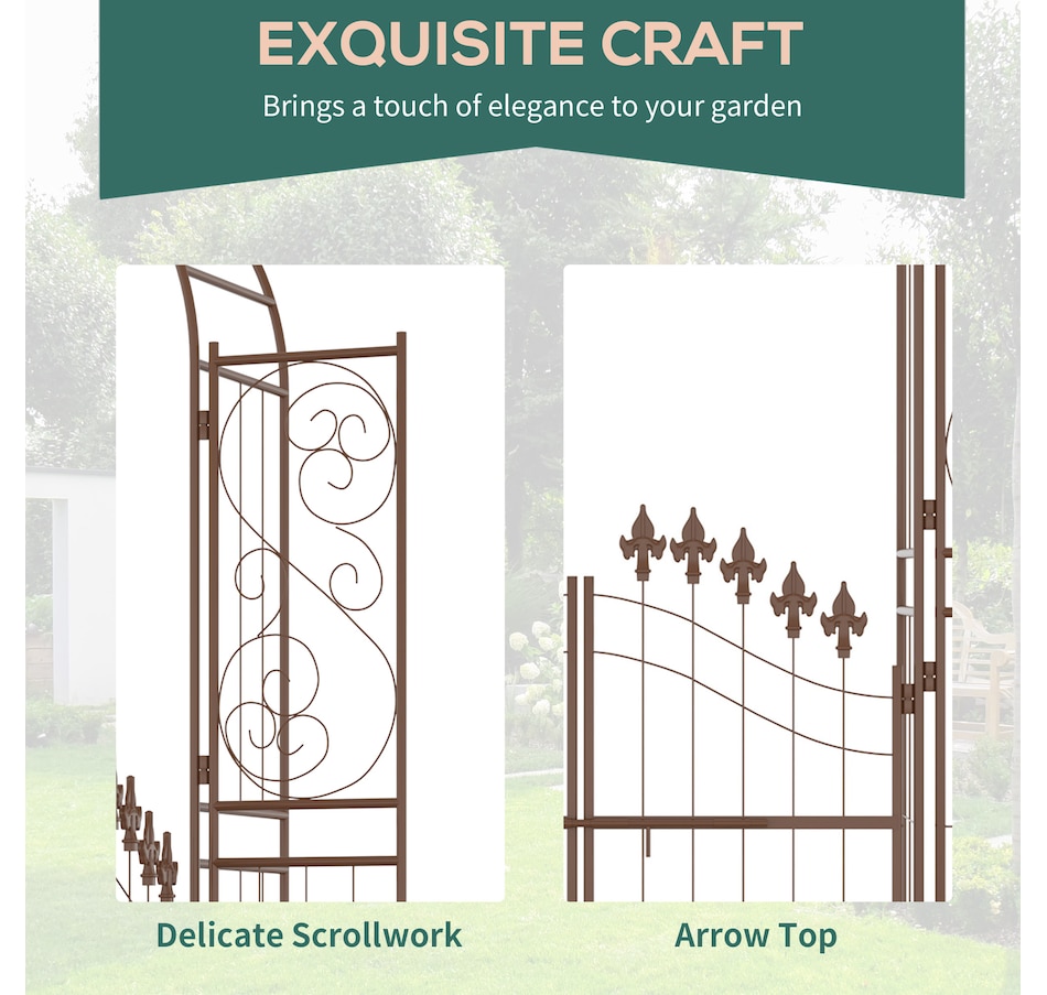 Image 946929_ALTMORE5.jpg, Product 946-929 / Price $154.99, Outsunny 7ft Garden Gate Arbor Wedding Arch with Doors Plant Shelves, Brown from Outsunny on TSC.ca's Home & Garden department