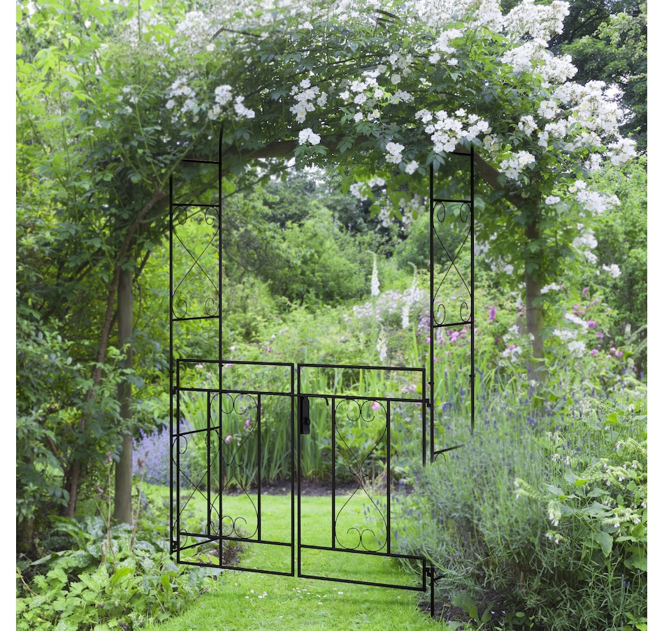 Image 946931_ALTMORE1.jpg, Product 946-931 / Price $109.99, Outsunny 7.6FTMetal Garden Arch w/ Double Gate, Garden Arbor Trellis, Black from Outsunny on TSC.ca's Home & Garden department