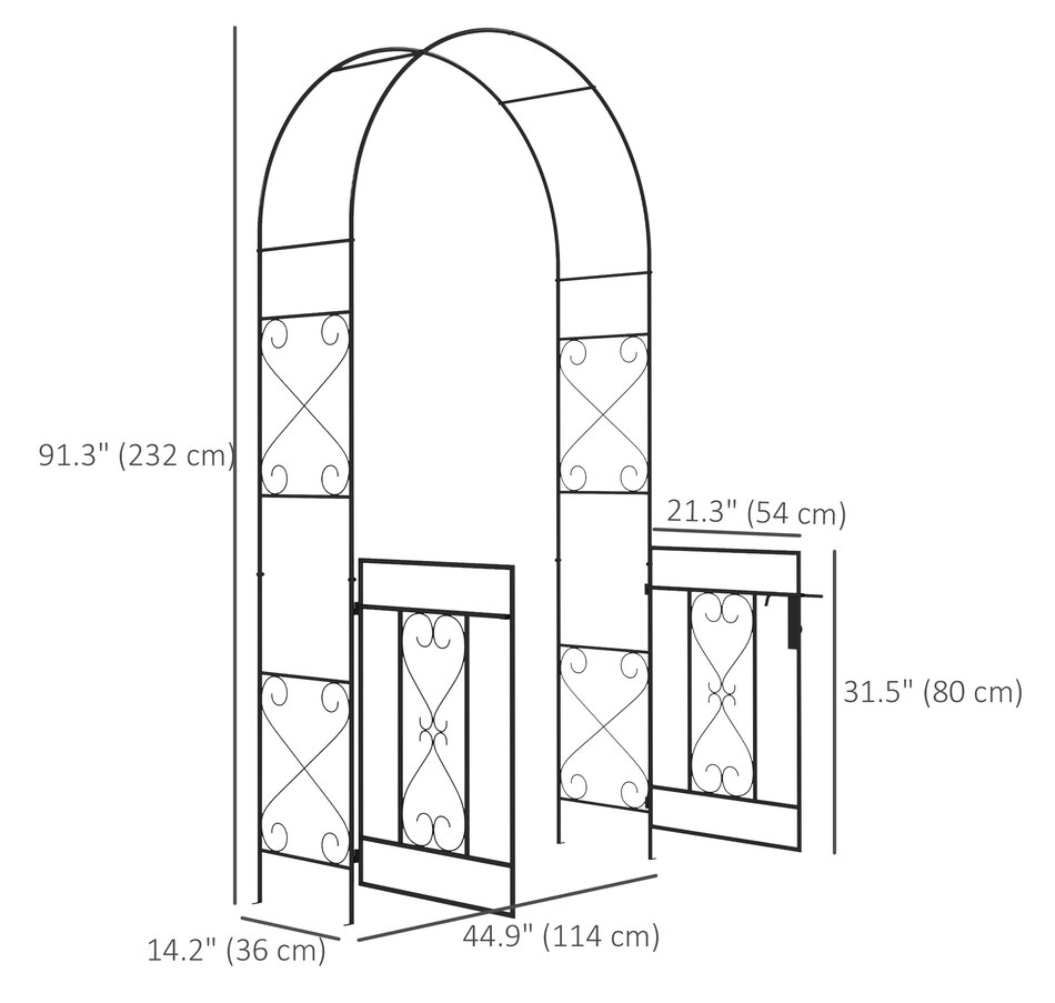 Image 946931_ALTMORE2.jpg, Product 946-931 / Price $109.99, Outsunny 7.6FTMetal Garden Arch w/ Double Gate, Garden Arbor Trellis, Black from Outsunny on TSC.ca's Home & Garden department