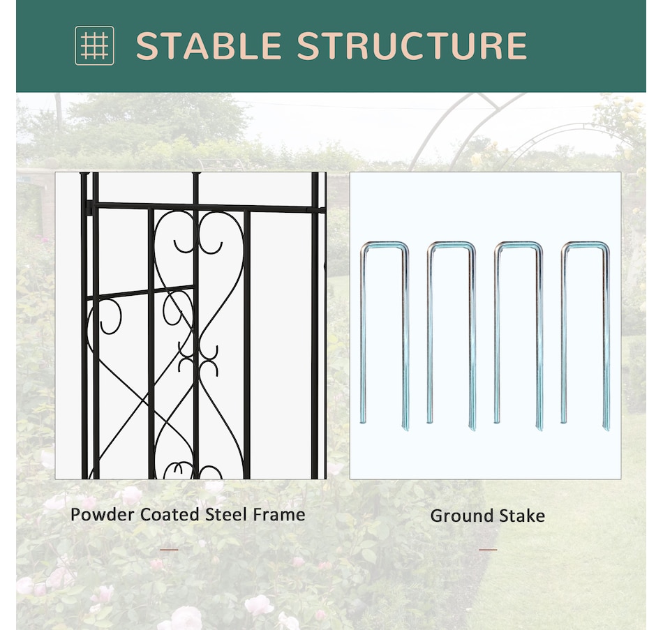Image 946931_ALTMORE3.jpg, Product 946-931 / Price $109.99, Outsunny 7.6FTMetal Garden Arch w/ Double Gate, Garden Arbor Trellis, Black from Outsunny on TSC.ca's Home & Garden department