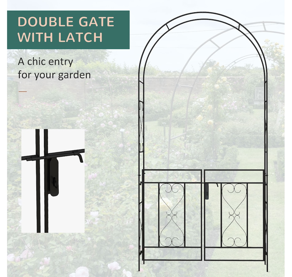 Image 946931_ALTMORE4.jpg, Product 946-931 / Price $109.99, Outsunny 7.6FTMetal Garden Arch w/ Double Gate, Garden Arbor Trellis, Black from Outsunny on TSC.ca's Home & Garden department