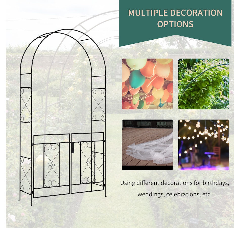 Image 946931_ALTMORE5.jpg, Product 946-931 / Price $109.99, Outsunny 7.6FTMetal Garden Arch w/ Double Gate, Garden Arbor Trellis, Black from Outsunny on TSC.ca's Home & Garden department