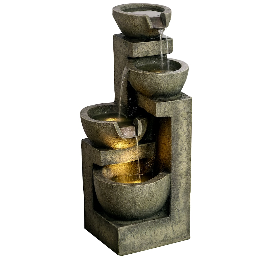 Image 946932.png, Product 946-932 / Price $129.99, Outsunny Outdoor Fountain with Adjustable Flow & LED Lights, Stone Look from Outsunny on TSC.ca's Home & Garden department