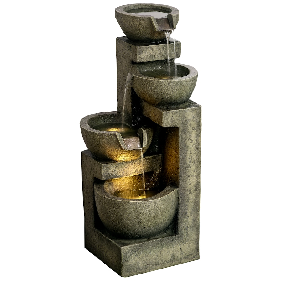 Image 946932.png, Product 946-932 / Price $123.99, Outsunny Outdoor Fountain with Adjustable Flow & LED Lights, Stone Look from Outsunny on TSC.ca's Home & Garden department