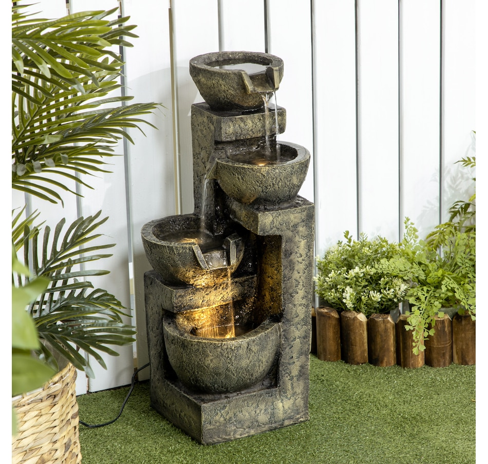 Image 946932_ALTMORE1.jpg, Product 946-932 / Price $129.99, Outsunny Outdoor Fountain with Adjustable Flow & LED Lights, Stone Look from Outsunny on TSC.ca's Home & Garden department