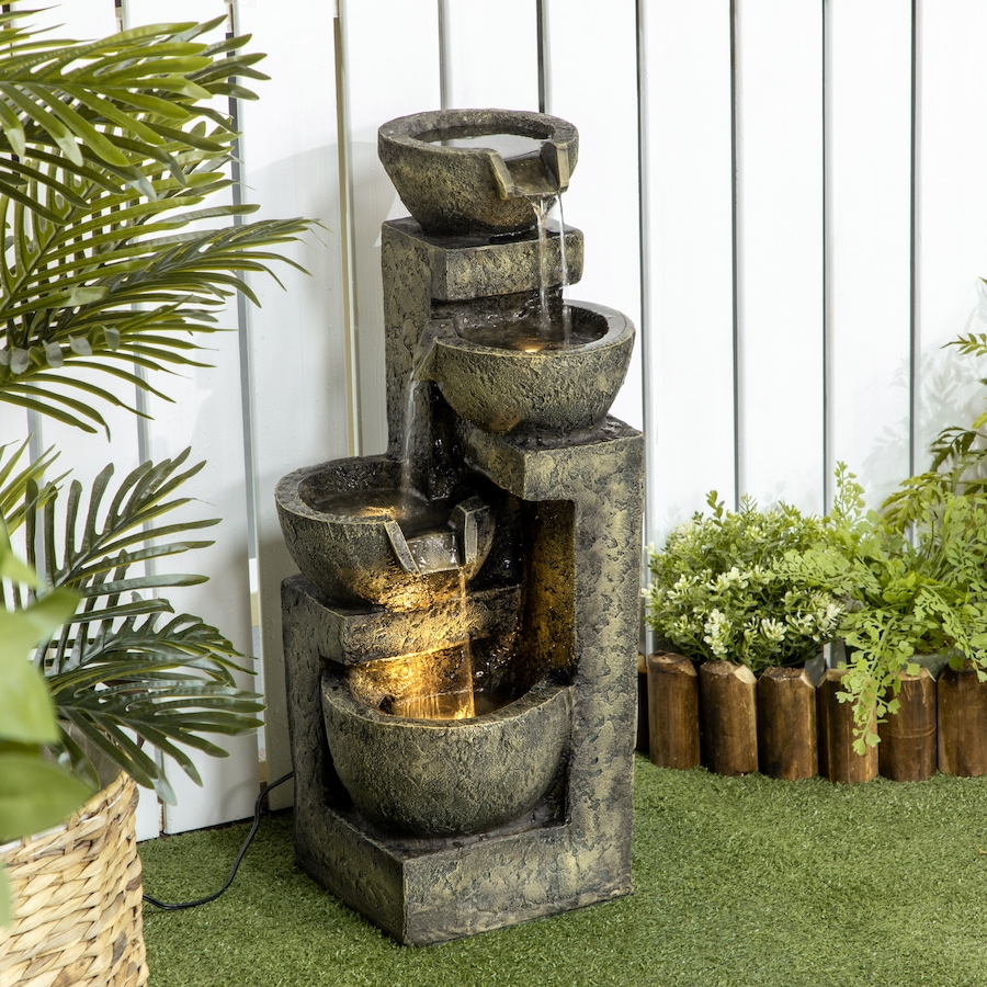 Image 946932_ALTMORE1.jpg, Product 946-932 / Price $123.99, Outsunny Outdoor Fountain with Adjustable Flow & LED Lights, Stone Look from Outsunny on TSC.ca's Home & Garden department