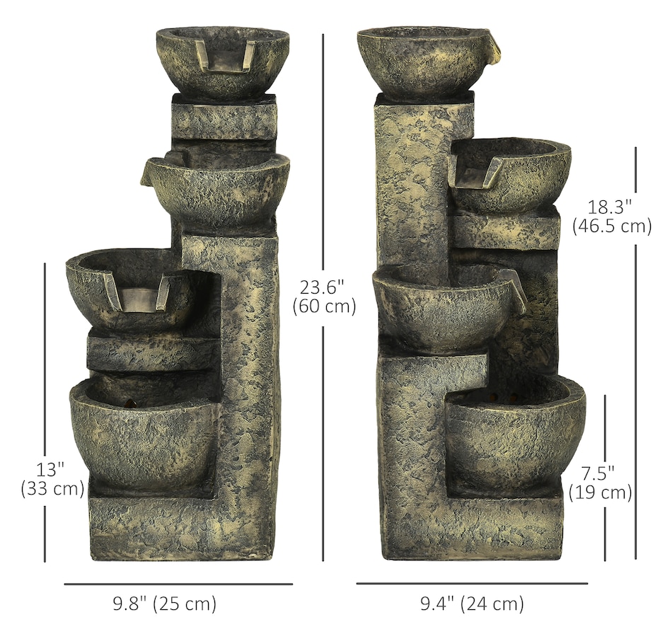 Image 946932_ALTMORE2.jpg, Product 946-932 / Price $129.99, Outsunny Outdoor Fountain with Adjustable Flow & LED Lights, Stone Look from Outsunny on TSC.ca's Home & Garden department