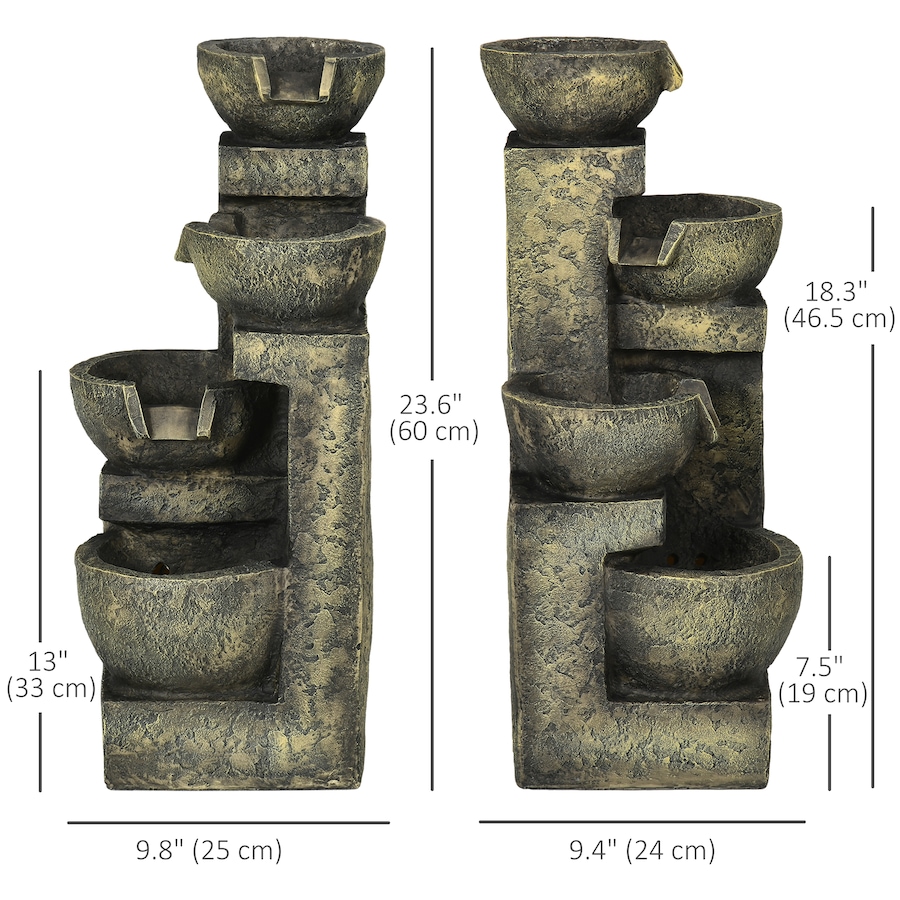 Image 946932_ALTMORE2.jpg, Product 946-932 / Price $123.99, Outsunny Outdoor Fountain with Adjustable Flow & LED Lights, Stone Look from Outsunny on TSC.ca's Home & Garden department