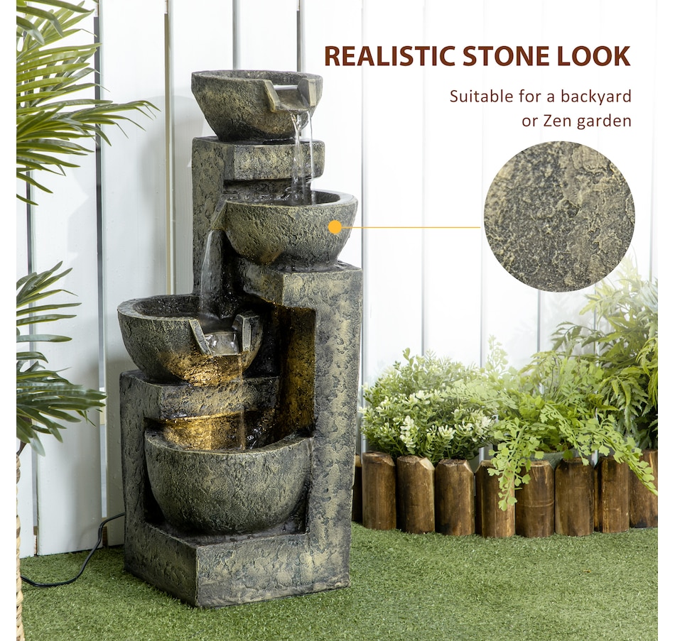 Image 946932_ALTMORE3.jpg, Product 946-932 / Price $129.99, Outsunny Outdoor Fountain with Adjustable Flow & LED Lights, Stone Look from Outsunny on TSC.ca's Home & Garden department