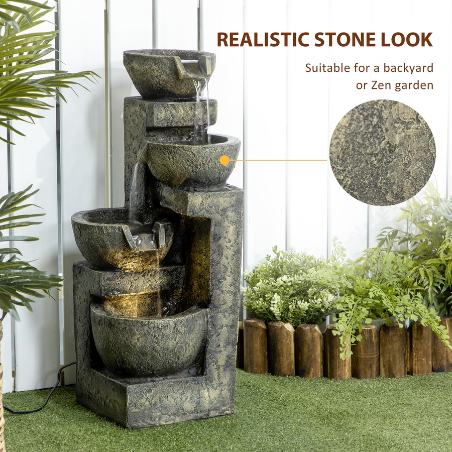 Image 946932_ALTMORE3.jpg, Product 946-932 / Price $123.99, Outsunny Outdoor Fountain with Adjustable Flow & LED Lights, Stone Look from Outsunny on TSC.ca's Home & Garden department