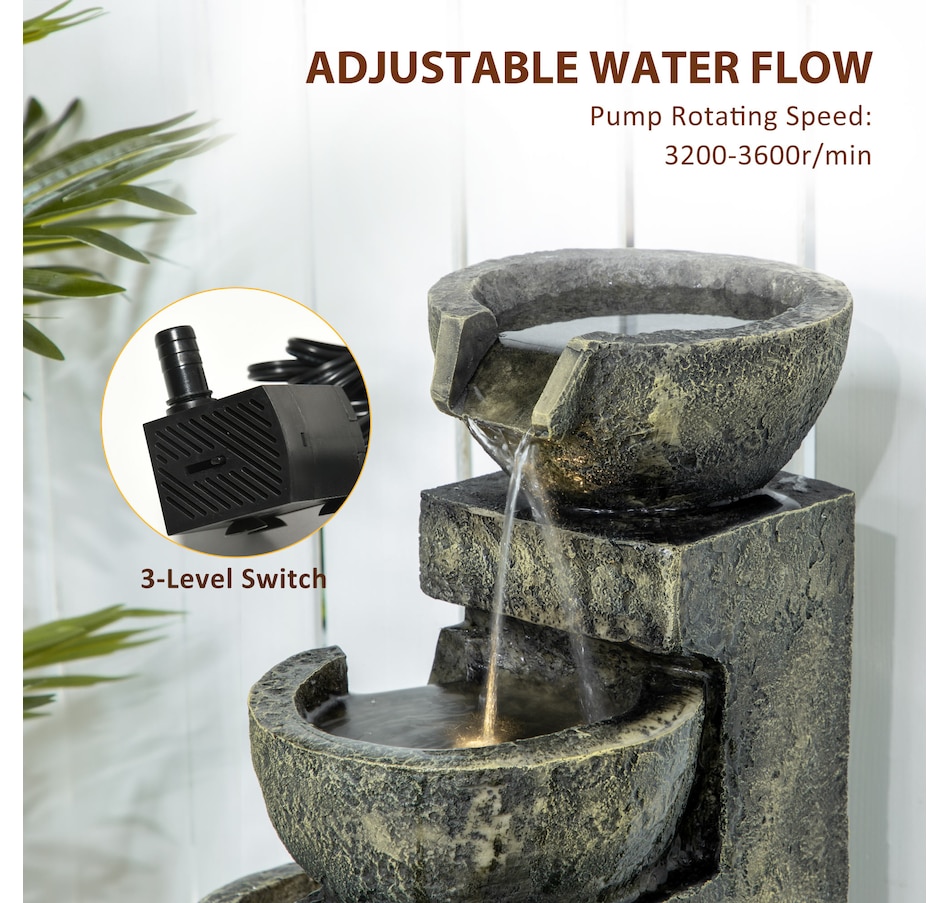 Image 946932_ALTMORE4.jpg, Product 946-932 / Price $129.99, Outsunny Outdoor Fountain with Adjustable Flow & LED Lights, Stone Look from Outsunny on TSC.ca's Home & Garden department