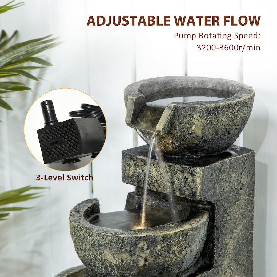 Image 946932_ALTMORE4.jpg, Product 946-932 / Price $123.99, Outsunny Outdoor Fountain with Adjustable Flow & LED Lights, Stone Look from Outsunny on TSC.ca's Home & Garden department