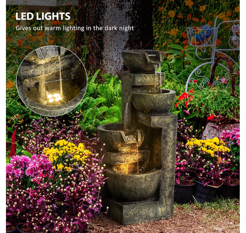 Image 946932_ALTMORE5.jpg, Product 946-932 / Price $129.99, Outsunny Outdoor Fountain with Adjustable Flow & LED Lights, Stone Look from Outsunny on TSC.ca's Home & Garden department