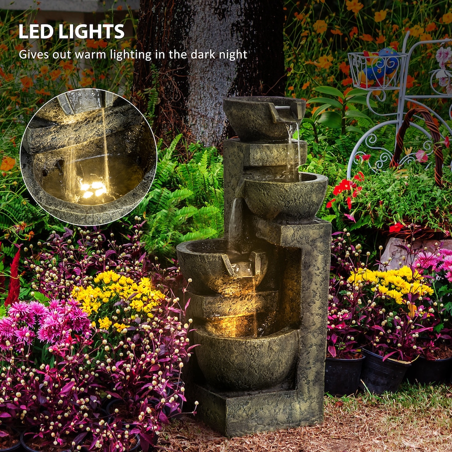 Image 946932_ALTMORE5.jpg, Product 946-932 / Price $123.99, Outsunny Outdoor Fountain with Adjustable Flow & LED Lights, Stone Look from Outsunny on TSC.ca's Home & Garden department