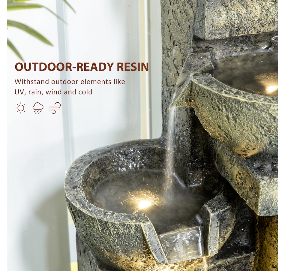 Image 946932_ALTMORE6.jpg, Product 946-932 / Price $129.99, Outsunny Outdoor Fountain with Adjustable Flow & LED Lights, Stone Look from Outsunny on TSC.ca's Home & Garden department