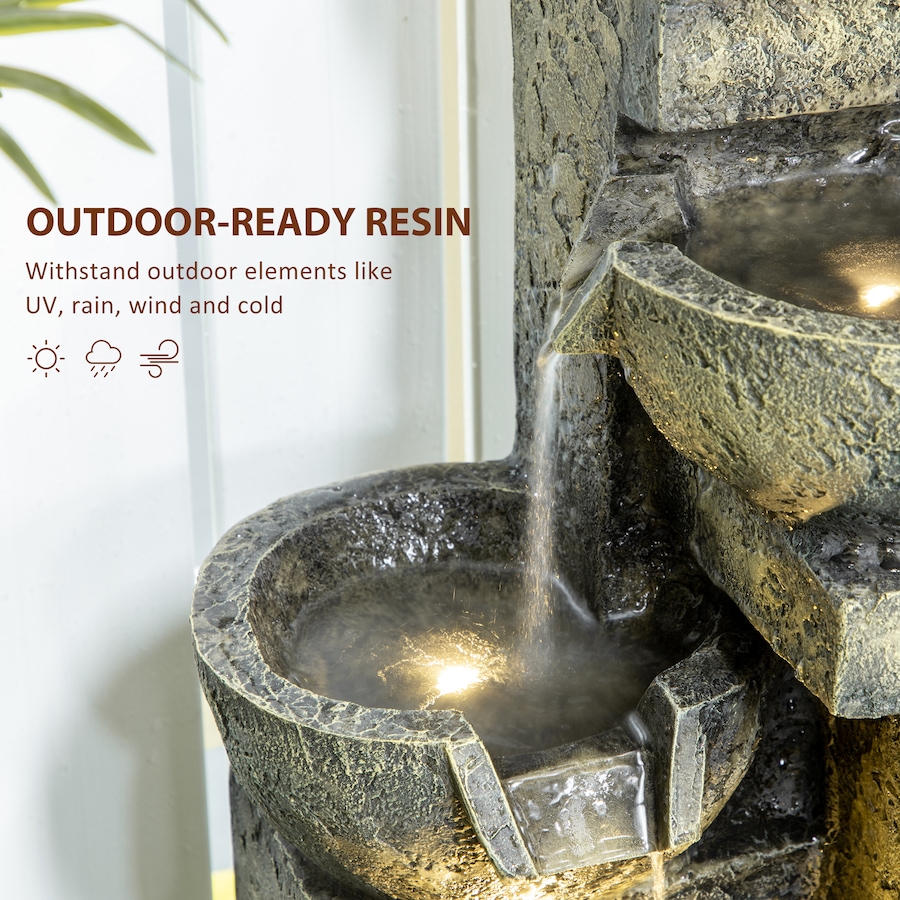 Image 946932_ALTMORE6.jpg, Product 946-932 / Price $123.99, Outsunny Outdoor Fountain with Adjustable Flow & LED Lights, Stone Look from Outsunny on TSC.ca's Home & Garden department