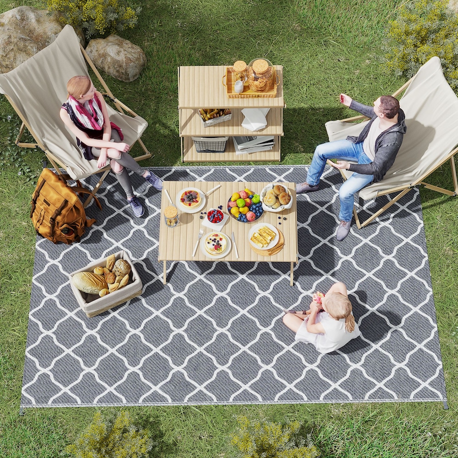 Image 946934_ALTMORE1.jpg, Product 946-934 / Price $44.99, Outsunny Waterproof Outdoor Rug, 6' x 9' RV Mat Grey & White Net from Outsunny on TSC.ca's Home & Garden department