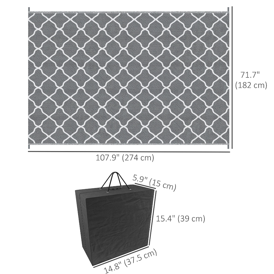 Image 946934_ALTMORE2.jpg, Product 946-934 / Price $44.99, Outsunny Waterproof Outdoor Rug, 6' x 9' RV Mat Grey & White Net from Outsunny on TSC.ca's Home & Garden department