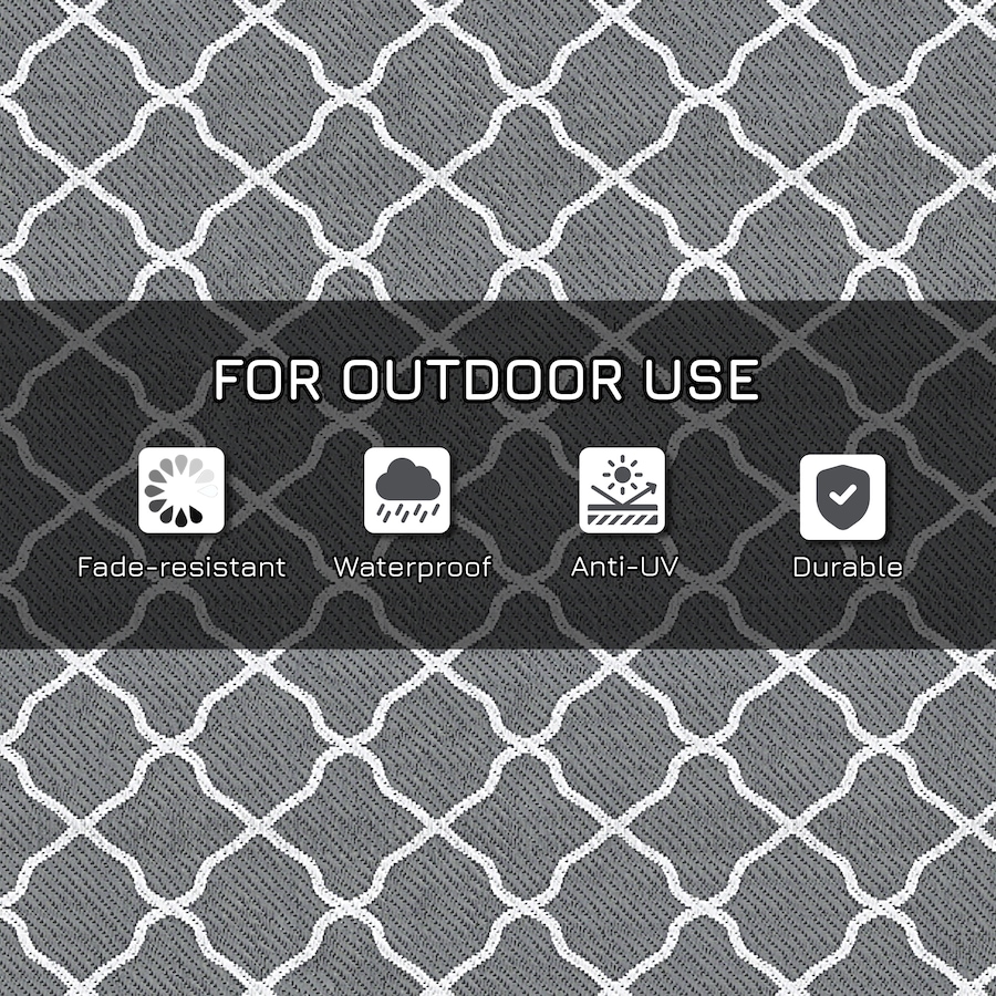 Image 946934_ALTMORE5.jpg, Product 946-934 / Price $44.99, Outsunny Waterproof Outdoor Rug, 6' x 9' RV Mat Grey & White Net from Outsunny on TSC.ca's Home & Garden department