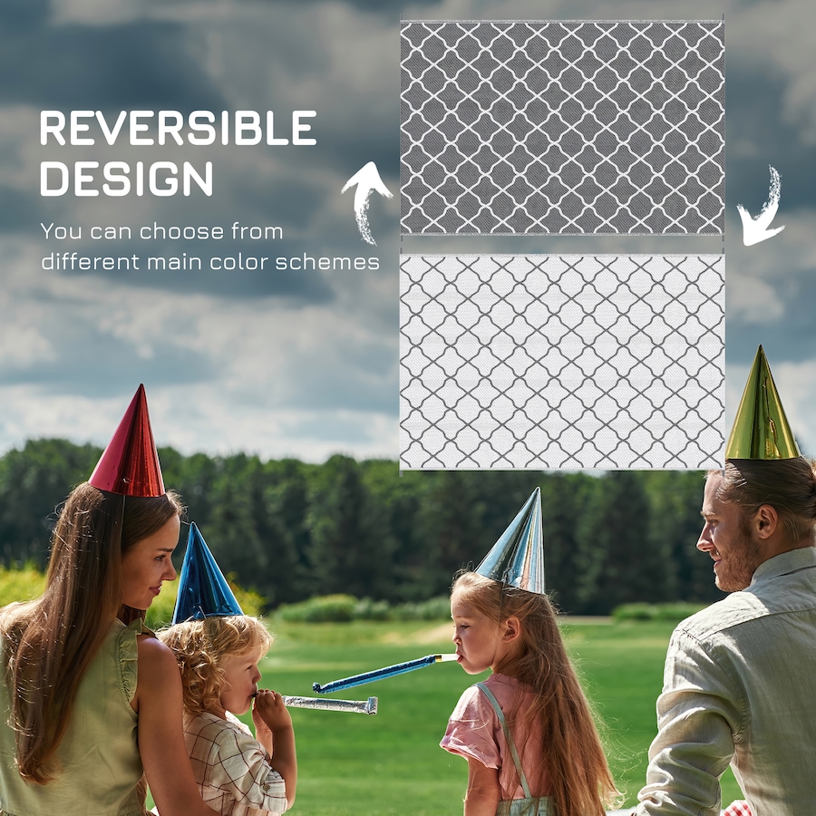 Image 946934_ALTMORE6.jpg, Product 946-934 / Price $44.99, Outsunny Waterproof Outdoor Rug, 6' x 9' RV Mat Grey & White Net from Outsunny on TSC.ca's Home & Garden department