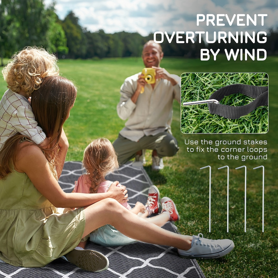 Image 946934_ALTMORE7.jpg, Product 946-934 / Price $44.99, Outsunny Waterproof Outdoor Rug, 6' x 9' RV Mat Grey & White Net from Outsunny on TSC.ca's Home & Garden department