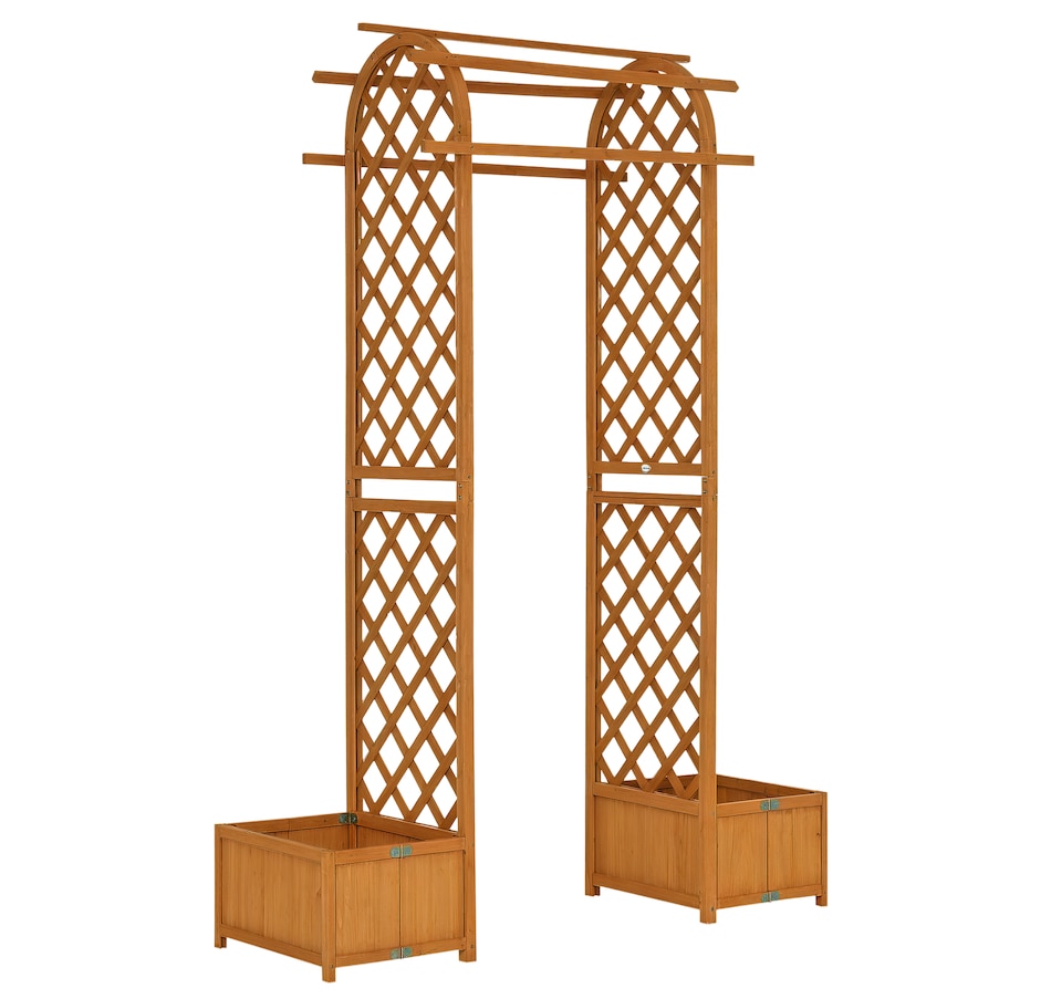 Image 946950.png, Product 946-950 / Price $184.99, Outsunny 7.7FT Garden Arch with Planter Boxes Wooden Trellis Arbor, Brown from Outsunny on TSC.ca's Home & Garden department