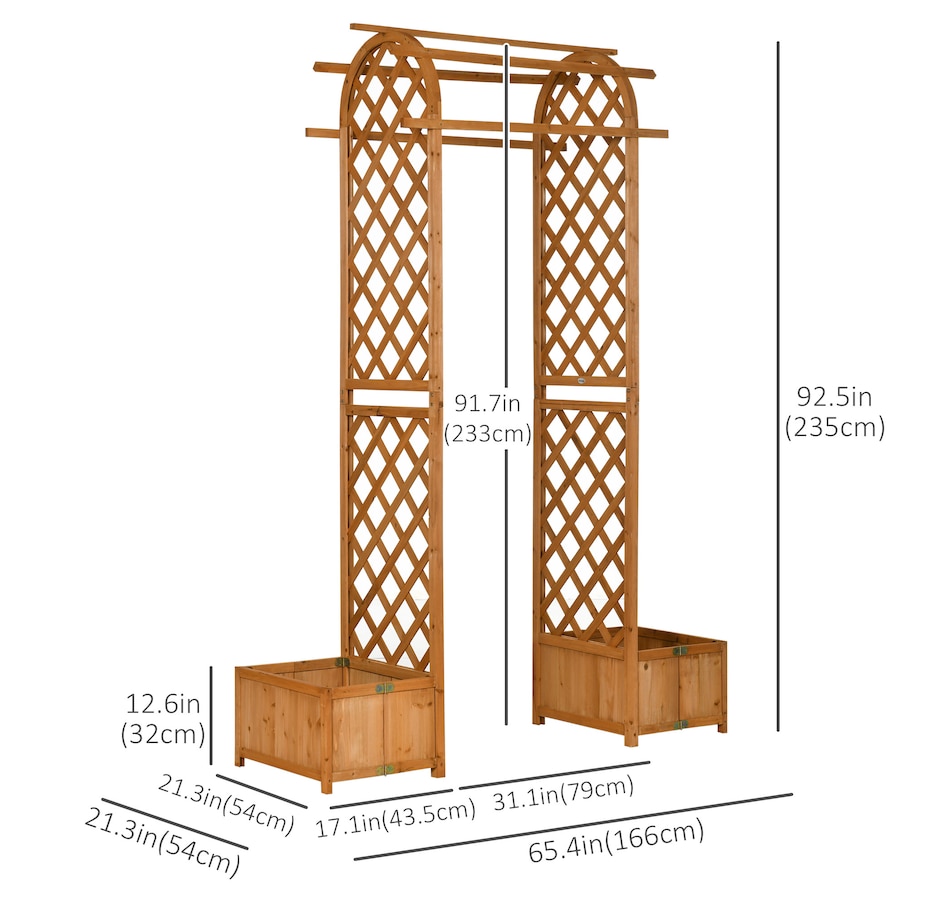Image 946950_ALTMORE10.jpg, Product 946-950 / Price $184.99, Outsunny 7.7FT Garden Arch with Planter Boxes Wooden Trellis Arbor, Brown from Outsunny on TSC.ca's Home & Garden department