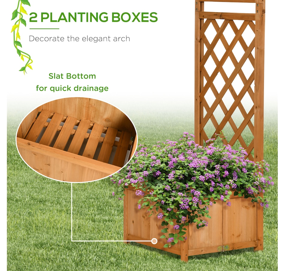 Image 946950_ALTMORE12.jpg, Product 946-950 / Price $184.99, Outsunny 7.7FT Garden Arch with Planter Boxes Wooden Trellis Arbor, Brown from Outsunny on TSC.ca's Home & Garden department