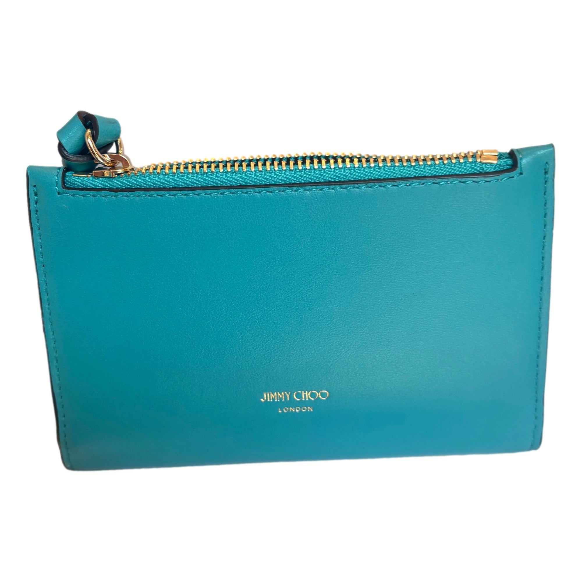 Jimmy Choo Litzy Malibu Teal Navy Leather Small Zip Wallet - TSC.ca
