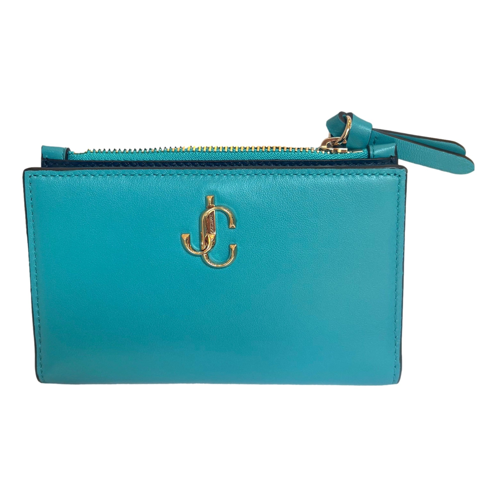Jimmy Choo Litzy Malibu Teal Navy Leather Small Zip Wallet - TSC.ca