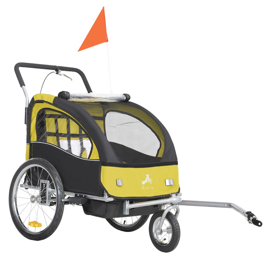 Aosom 2-Seat Bike Trailer for Kids, 2-in-1 Baby Stroller Bicycle Trailer