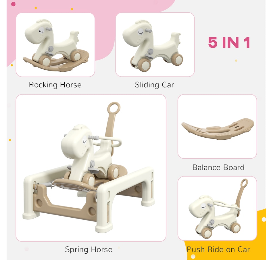 Image 947025_ALTMORE4.jpg, Product 947-025 / Price $98.99, Qaba 5 in 1 Rocking Horse for Toddlers 1-6 Years with Balance Board from Qaba on TSC.ca's Toys & Hobbies department