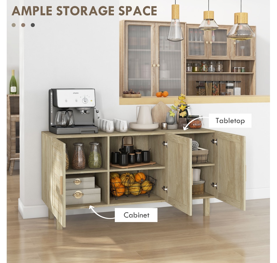 Image 947154_ALTMORE11.jpg, Product 947-154 / Price $136.99 - $199.99, HOMCOM Boho Sideboard, Coffee Bar Cabinet with Rattan Doors, Black from HOMCOM on TSC.ca's Home & Garden department