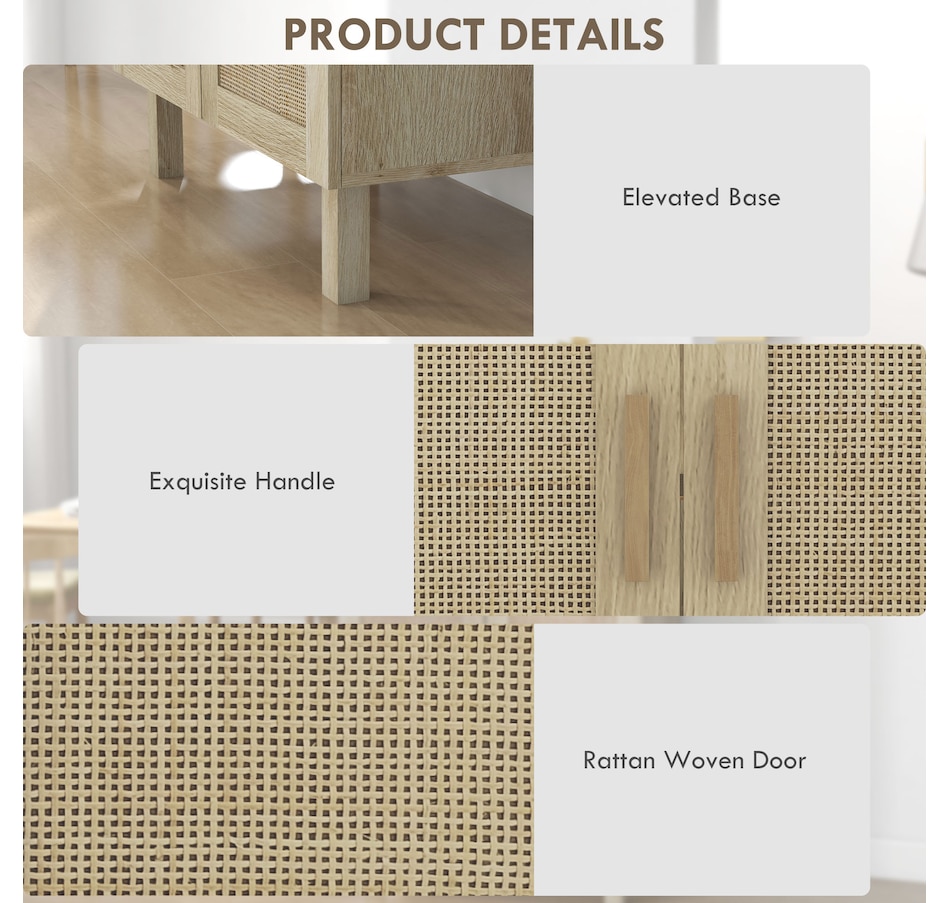 Image 947154_ALTMORE12.jpg, Product 947-154 / Price $136.99 - $199.99, HOMCOM Boho Sideboard, Coffee Bar Cabinet with Rattan Doors, Black from HOMCOM on TSC.ca's Home & Garden department