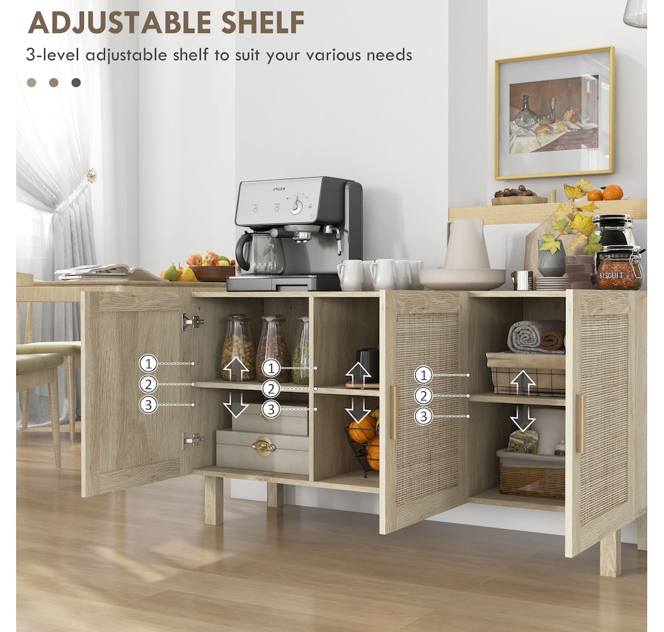 Image 947154_ALTMORE13.jpg, Product 947-154 / Price $136.99 - $199.99, HOMCOM Boho Sideboard, Coffee Bar Cabinet with Rattan Doors, Black from HOMCOM on TSC.ca's Home & Garden department