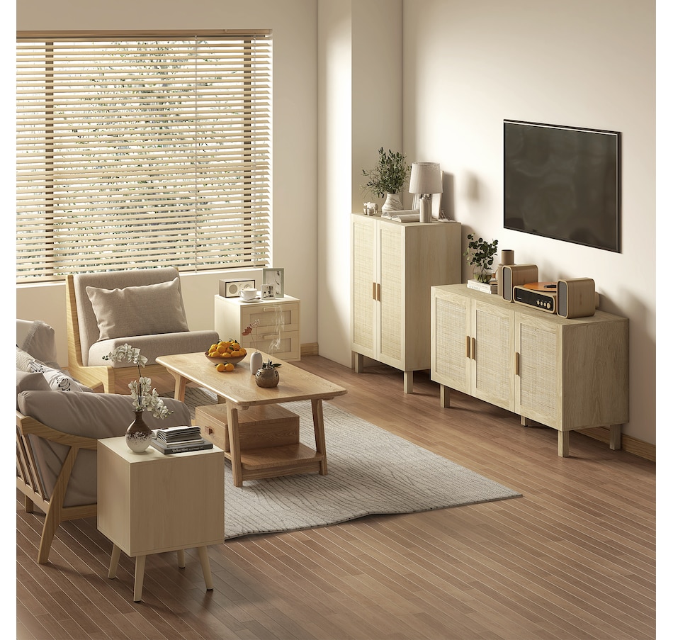 Image 947154_ALTMORE15.jpg, Product 947-154 / Price $136.99 - $199.99, HOMCOM Boho Sideboard, Coffee Bar Cabinet with Rattan Doors, Black from HOMCOM on TSC.ca's Home & Garden department