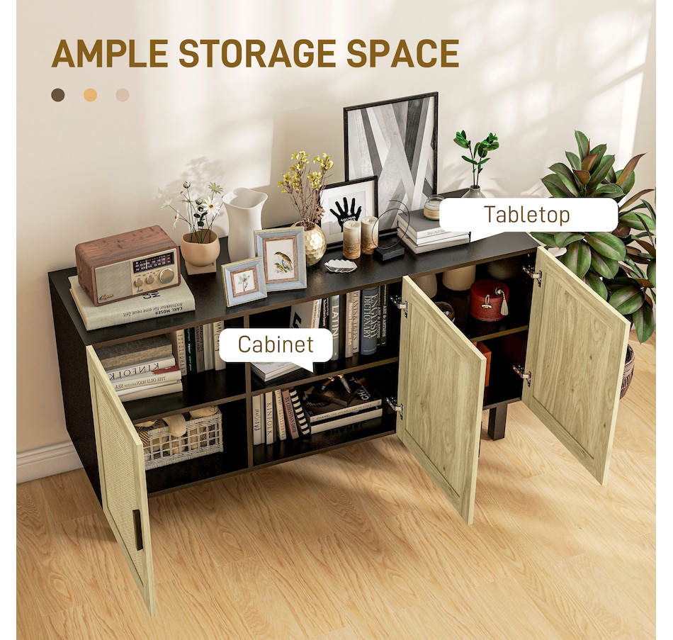Image 947154_ALTMORE3.jpg, Product 947-154 / Price $136.99 - $199.99, HOMCOM Boho Sideboard, Coffee Bar Cabinet with Rattan Doors, Black from HOMCOM on TSC.ca's Home & Garden department