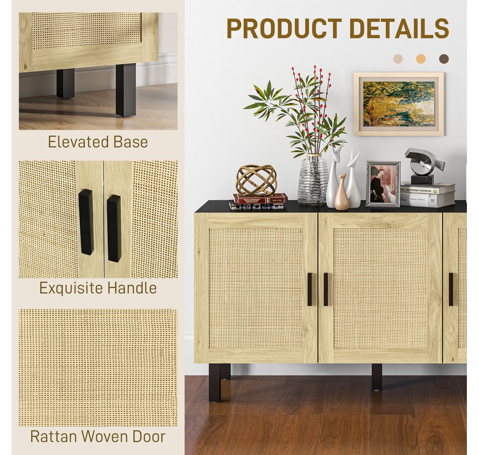 Image 947154_ALTMORE4.jpg, Product 947-154 / Price $136.99 - $199.99, HOMCOM Boho Sideboard, Coffee Bar Cabinet with Rattan Doors, Black from HOMCOM on TSC.ca's Home & Garden department