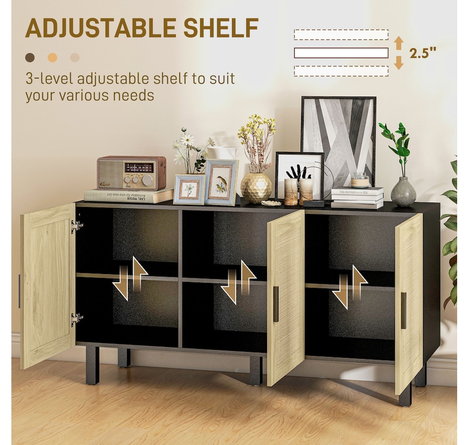 Image 947154_ALTMORE5.jpg, Product 947-154 / Price $136.99 - $199.99, HOMCOM Boho Sideboard, Coffee Bar Cabinet with Rattan Doors, Black from HOMCOM on TSC.ca's Home & Garden department