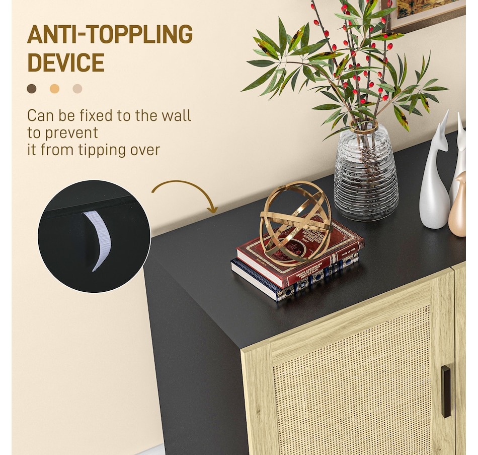 Image 947154_ALTMORE6.jpg, Product 947-154 / Price $136.99 - $199.99, HOMCOM Boho Sideboard, Coffee Bar Cabinet with Rattan Doors, Black from HOMCOM on TSC.ca's Home & Garden department