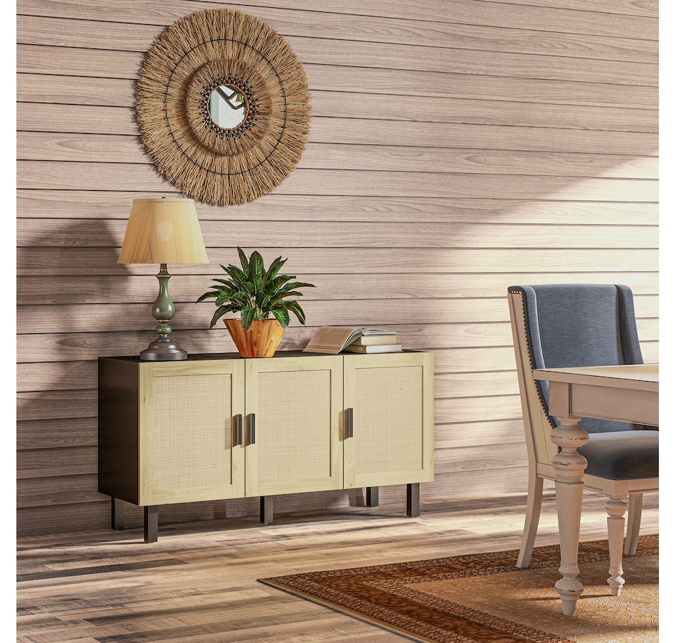 Image 947154_ALTMORE7.jpg, Product 947-154 / Price $136.99 - $199.99, HOMCOM Boho Sideboard, Coffee Bar Cabinet with Rattan Doors, Black from HOMCOM on TSC.ca's Home & Garden department