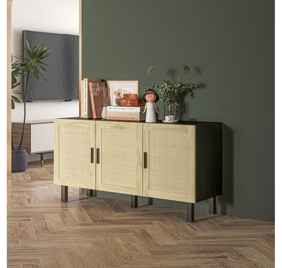 Image 947154_ALTMORE8.jpg, Product 947-154 / Price $136.99 - $199.99, HOMCOM Boho Sideboard, Coffee Bar Cabinet with Rattan Doors, Black from HOMCOM on TSC.ca's Home & Garden department