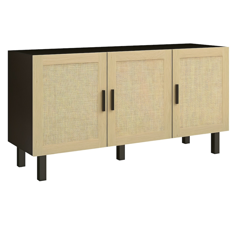 Image 947154_ST01.png, Product 947-154 / Price $136.99 - $199.99, HOMCOM Boho Sideboard, Coffee Bar Cabinet with Rattan Doors, Black from HOMCOM on TSC.ca's Home & Garden department