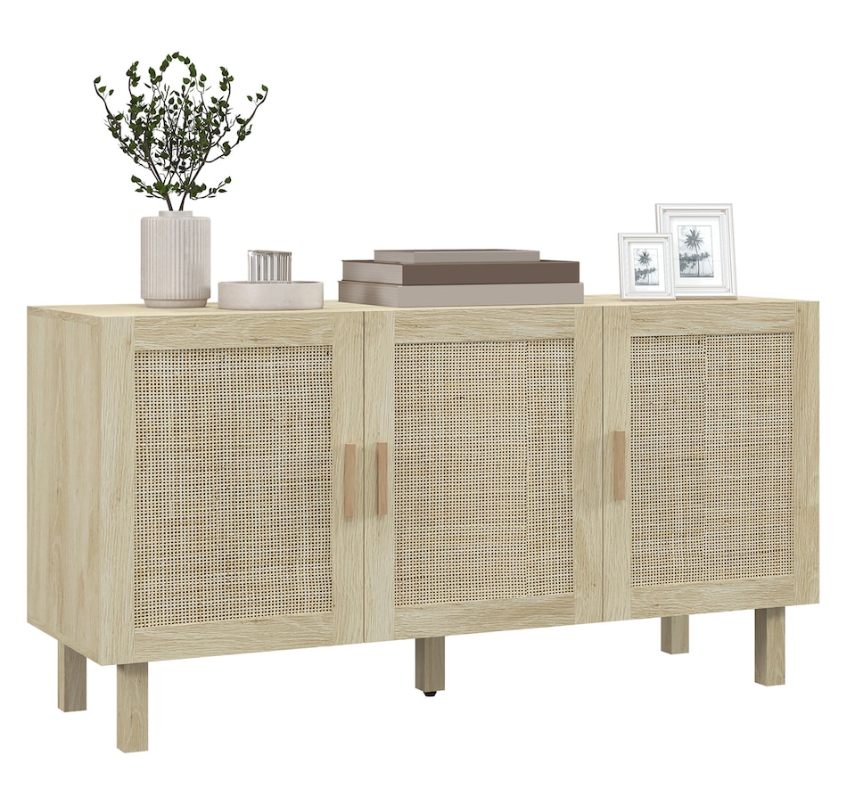 Image 947154_ST02.jpg, Product 947-154 / Price $136.99 - $199.99, HOMCOM Boho Sideboard, Coffee Bar Cabinet with Rattan Doors, Black from HOMCOM on TSC.ca's Home & Garden department