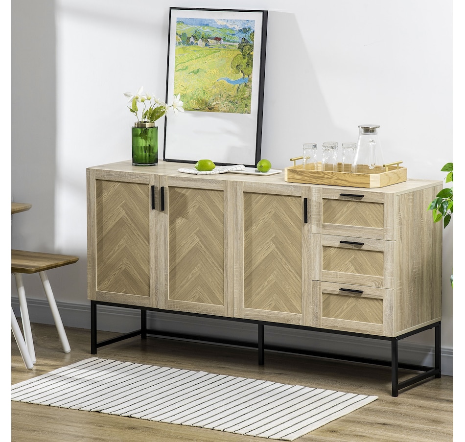 Image 947158_ALTMORE1.jpg, Product 947-158 / Price $314.99, HOMCOM Sideboard Buffet Cabinet with Drawers and Adjustable Shelves, Oak from HOMCOM on TSC.ca's Home & Garden department