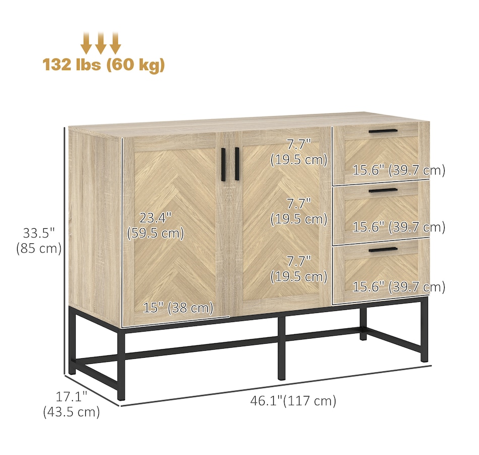 Image 947158_ALTMORE10.jpg, Product 947-158 / Price $314.99, HOMCOM Sideboard Buffet Cabinet with Drawers and Adjustable Shelves, Oak from HOMCOM on TSC.ca's Home & Garden department