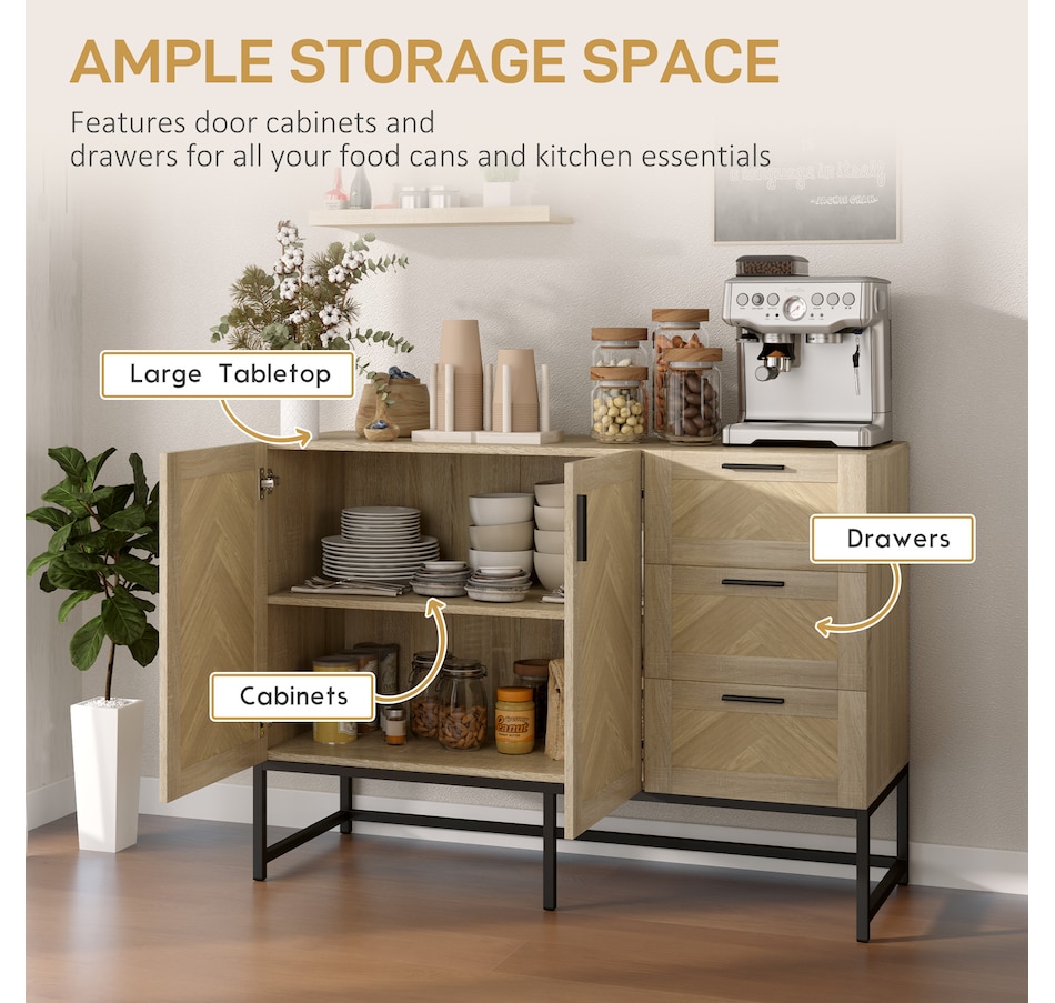 Image 947158_ALTMORE11.jpg, Product 947-158 / Price $314.99, HOMCOM Sideboard Buffet Cabinet with Drawers and Adjustable Shelves, Oak from HOMCOM on TSC.ca's Home & Garden department