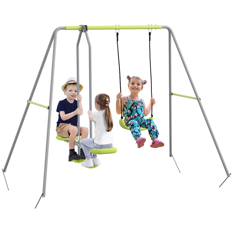 Image 947164.jpg, Product 947-164 / Price $129.99, Outsunny Swing Set for Kids, Heavy Duty A-Frame Metal Swing Frame - Green from Outsunny on TSC.ca's Home & Garden department